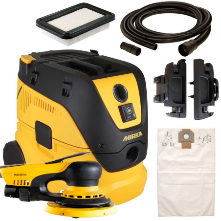 Kit Aspiradora Mirka DE 1230+ Lijadora DEROS eléctrica 650 eléctrica + Tubuladura