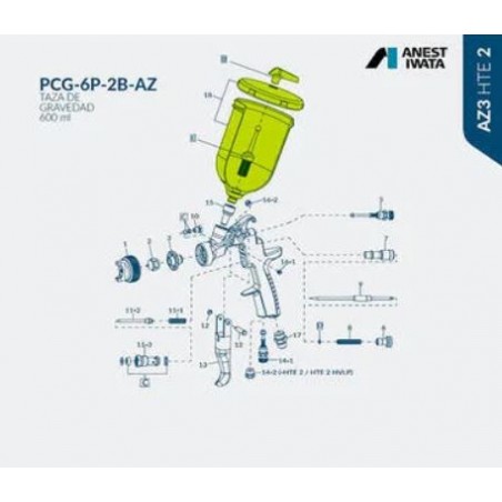 Vaso Deposito Gravedad 600cc.  Iwata AZ3 Económico.