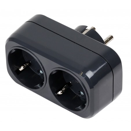 Adaptador eléctrico 2 Tomas Mirka 230V EU, Negro